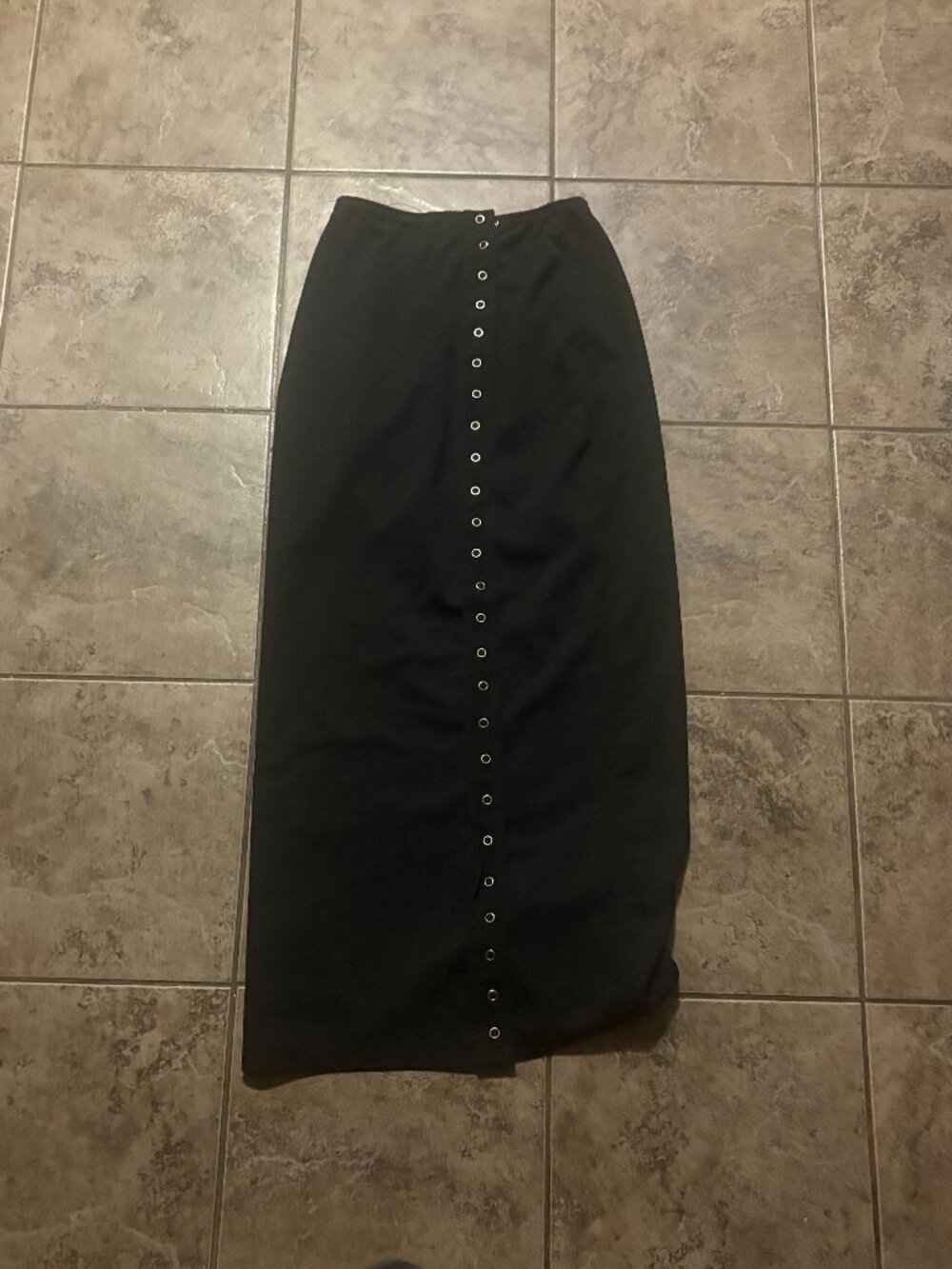 Lin Mass Black Maxi Skirt With Button Front